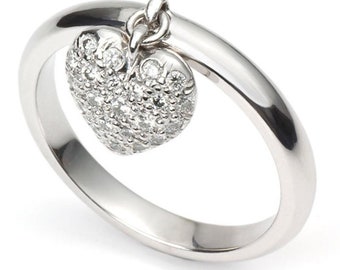 Platinum Ring with Diamond Heart Pendant SJ PTO 286
