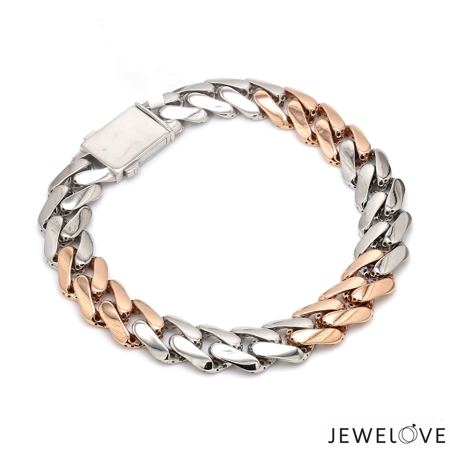 Michael Kors Men\'s Silver Bracelet with Rose Gold Accent Michael Kors Jewelry Bracelet Rosegoldplated Silver MKC1762C main image 4