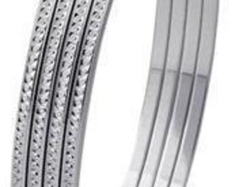 Thin Platinum Bangles with Diamond Cut SJ PTB 314