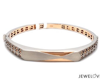Platinum Rose Gold Bracelet Matte & Hi-Polish for Men JL PTB 1182