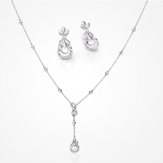 Buy Infinity Platinum Evara Diamond Necklace Earrings With