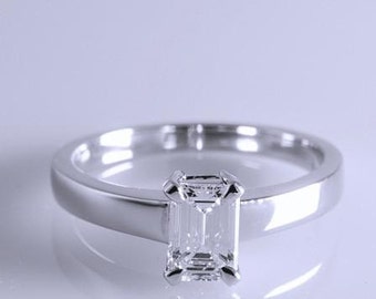 E VVS1 Emerald Cut Diamond Solitaire Ring SJ R 2304