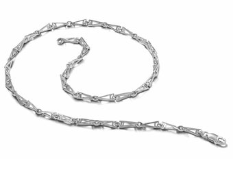 Designer Platinum Chain for Men | Geometric Link Necklace