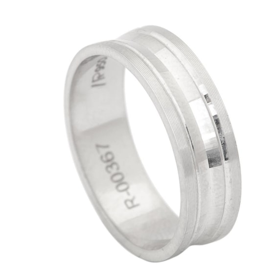 Platinum 5mm Brushed Ring Mens Hand Carved Wedding Band