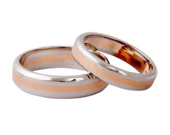 Plain Platinum Rose Gold Couple Rings JL PT 402