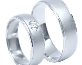 Classic Solitaire & Plain Platinum Love Bands JL PT 495