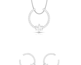 Designer Platinum with Diamond Solitaire Pendant Set JL PT PE 79F