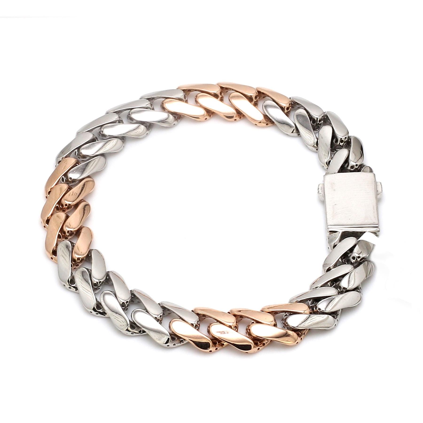 Men of Platinum | 9.5mm Matte & Hi-polish Rose Gold Bracelet for