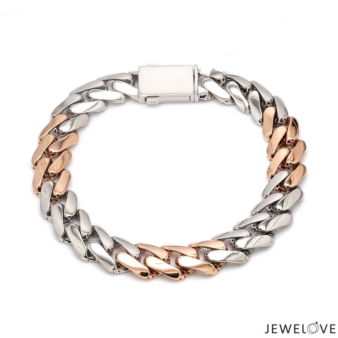 Men of Platinum | 9.5mm Matte & Hi-polish Rose Gold Bracelet for
