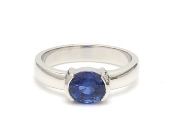 Natural Blue Sapphire Platinum Ring JL PT 1354