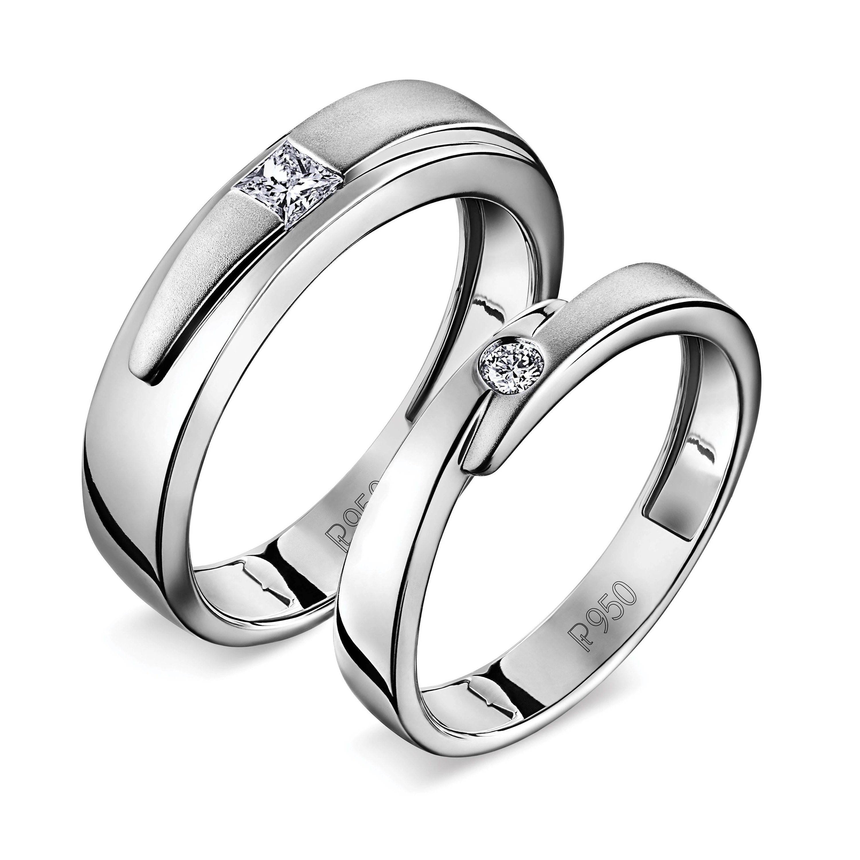 Platinum Couple Rings with Princess Cut Diamond JL PT 454