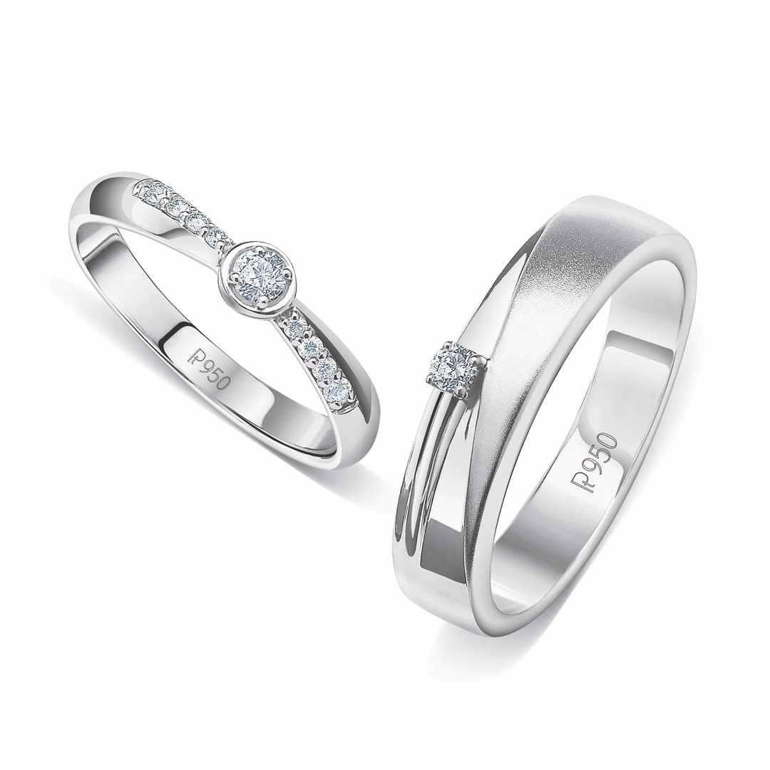 Designer Platinum Diamond Couple Rings JL PT 915