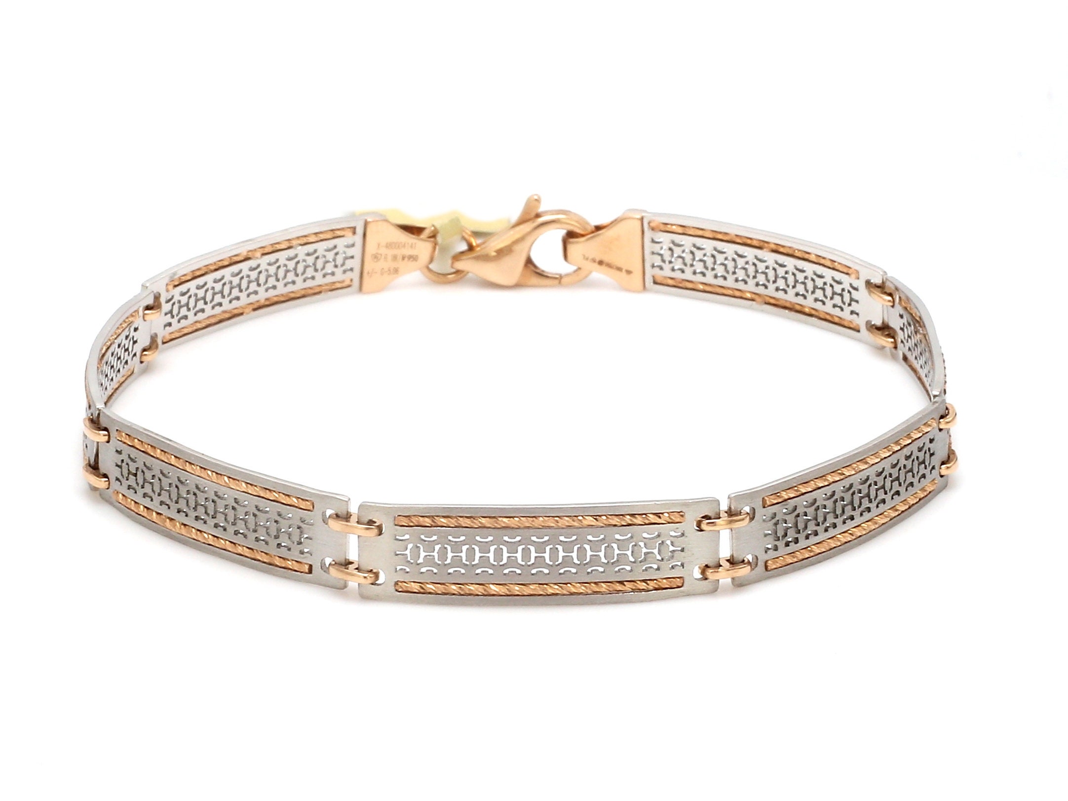 Designer Platinum & Rose Gold Open Kada Cuff Bracelet for Men JL PTB 1081