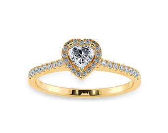 0.50cts. Heart Cut Solitaire Halo Diamond Shank 18K Yellow Gold Ring JL AU 1198Y-A