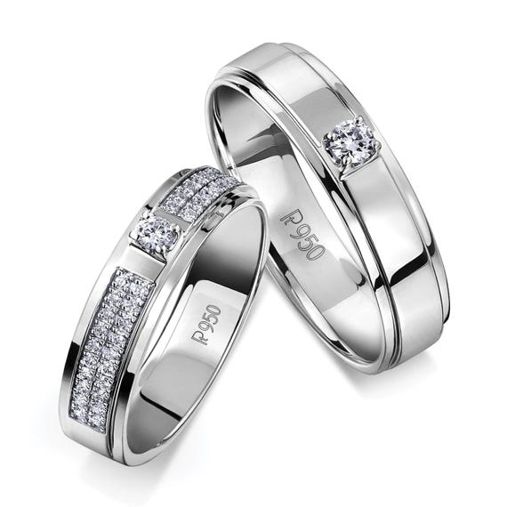 Platinum Love Bands With Sparkling Diamonds JL PT 622 Etsy Israel