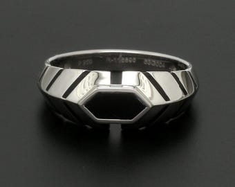 Anel de Platina com Esmalte Preto para Homem JL PT 1310