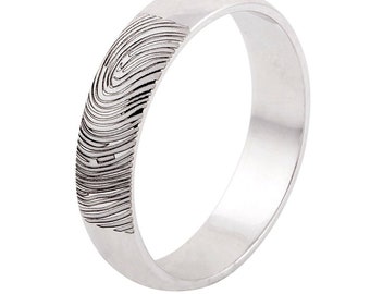 Customized Fingerprint Engraved Platinum Rings for Couples JL PT 270