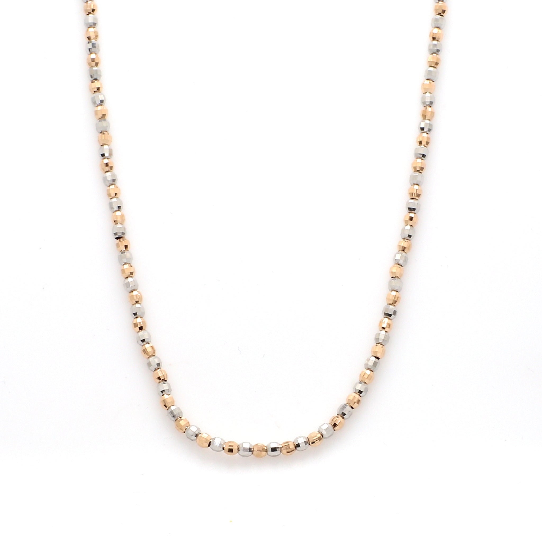 Japanese 2mm Diamond Cut Ball Platinum Rose Gold Chain JL PT CH