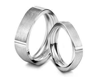 Square Plain Platinum Love Bands without Diamonds JL PT 594