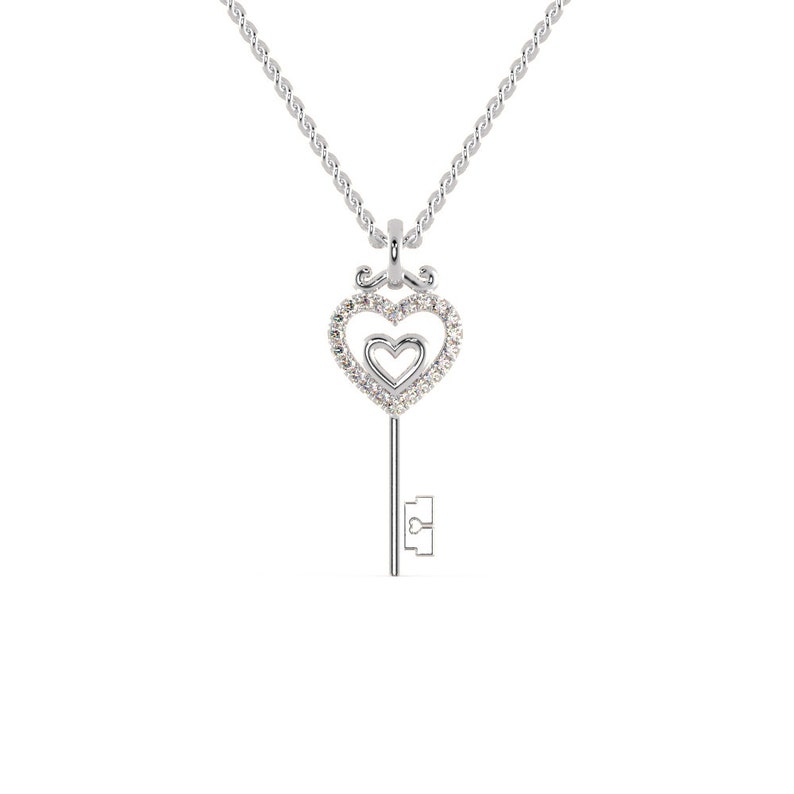Platinum Heart List price Key Pendant with Diamonds 1249 P for JL Women Sale SALE% OFF PT