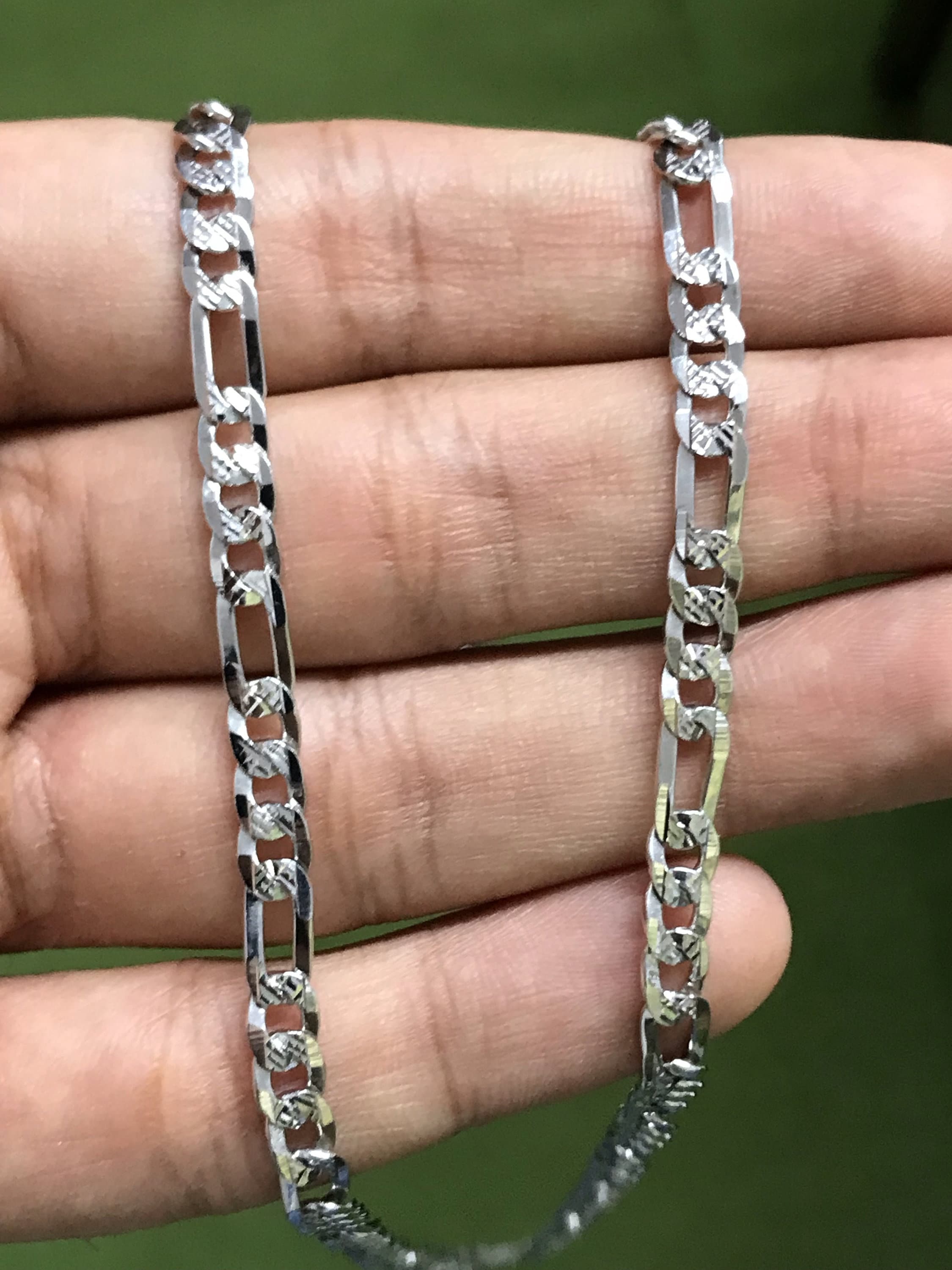 Buy Japanese Figaro Platinum Sachin Chain With Diamond Cutting for