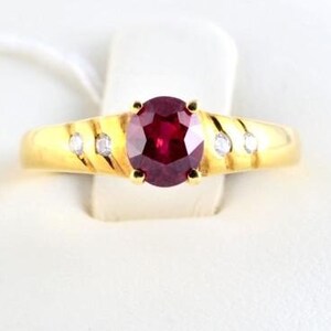 Stunning Burmese Ruby Ring with Diamond Accents in 18K Yellow Gold JL R 55