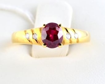 Burmese Ruby Ring with Diamond Accents, 18K White Gold | JL R 55