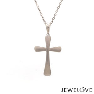 Plain Platinum Cross Pendant with Matte Finish JL PT P 243-A