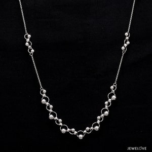 Japanese Platinum Diamond Cut Balls Necklace Chain for Women JL PT N 202