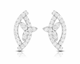 Pendientes de flor de diamantes en platino con certificación SGL