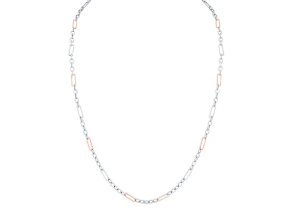 Thin Platinum & Rose Gold Chain for Women JL PT CH 954 - 16 inches