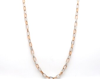 Square Links Platinum & Rose Gold Chain for Men JL PT CH 950