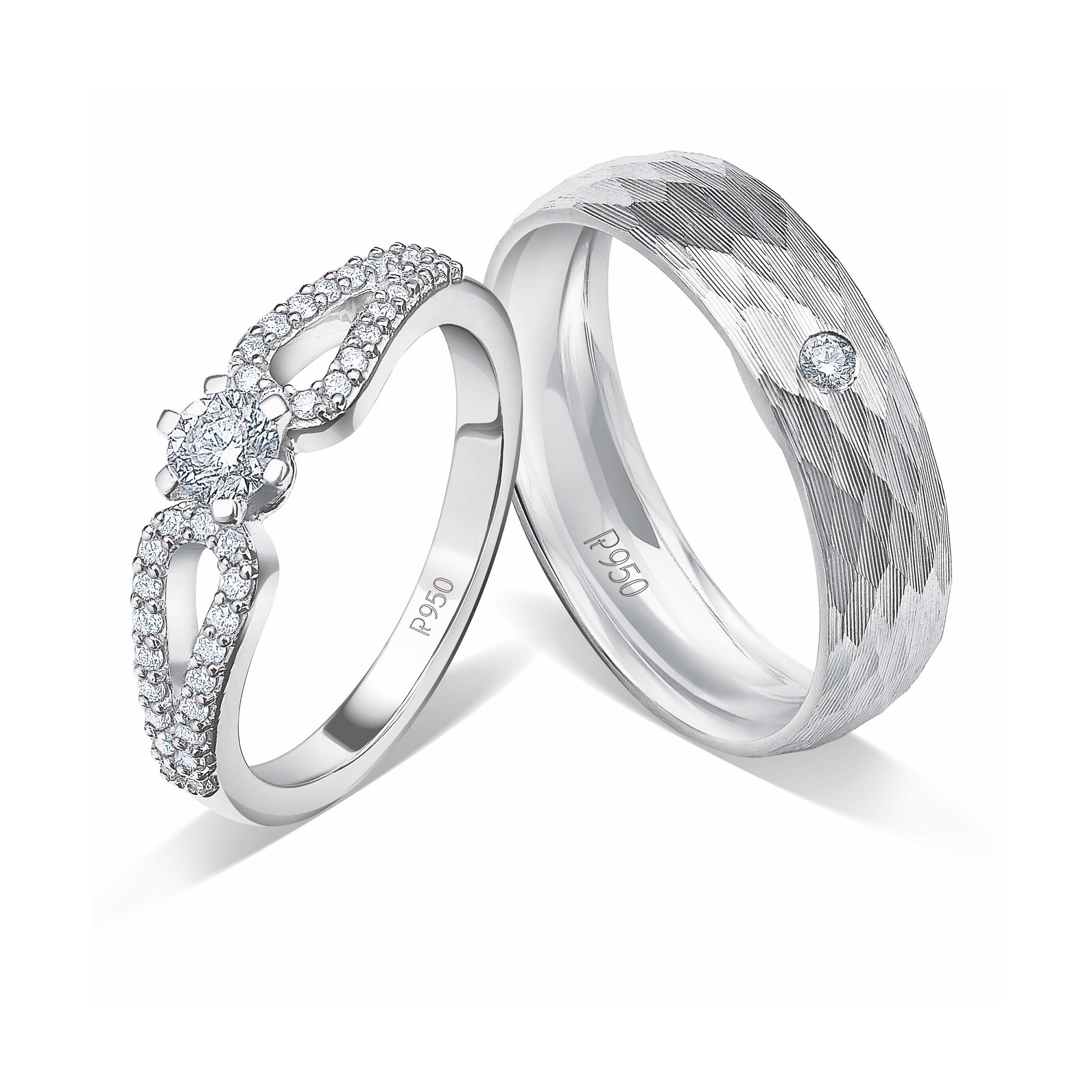 Designer Platinum Couple Rings With Diamonds JL PT 921