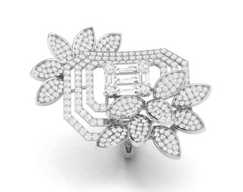 Designer Diamond Flower Cocktail ring in Platinum for Women JL PT R 005