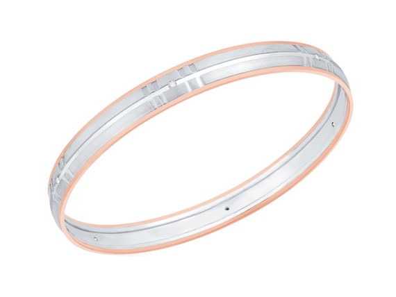 Platinum Diamond Kada with Rose Gold Edges for Men JL PTB 0156