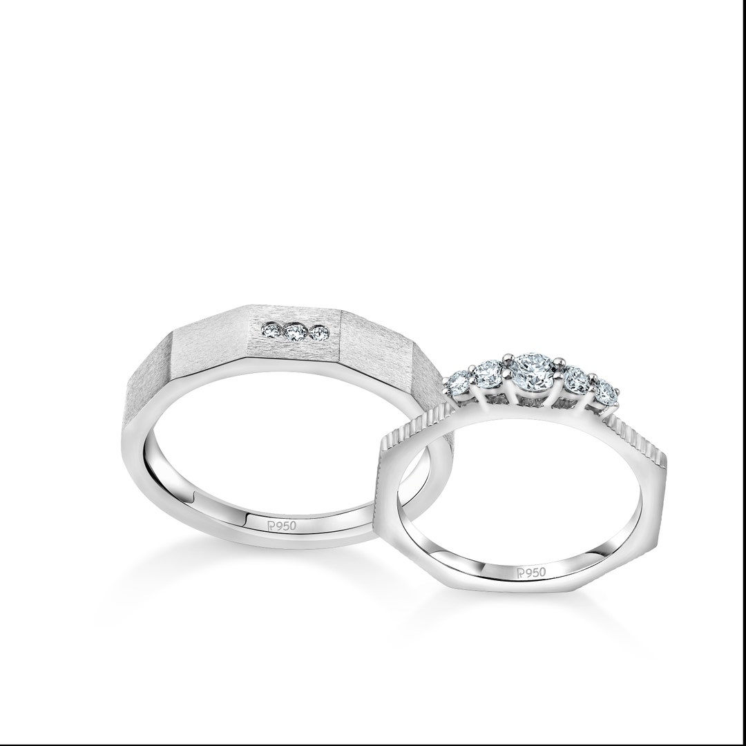 Platinum Love Bands Diamond Couple Rings JL PT 1258 Etsy