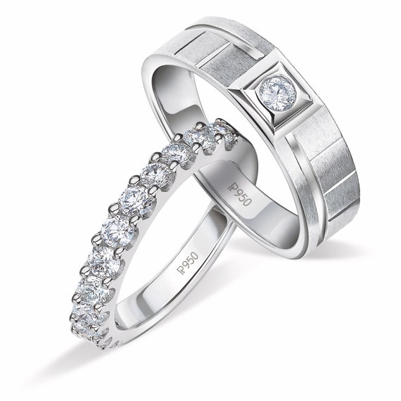 Buy Designer Platinum Couple Rings With Diamonds JL PT 912 Online in India  - Etsy