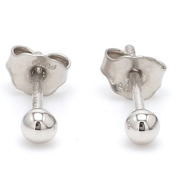 3mm Platinum Ball Earrings Studs JL PT E 182