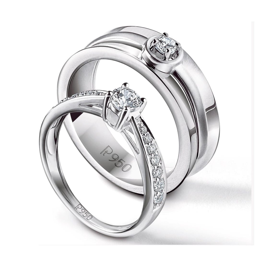 Buy Platinum Couple Rings With Solitaires JL PT 624 Online in India