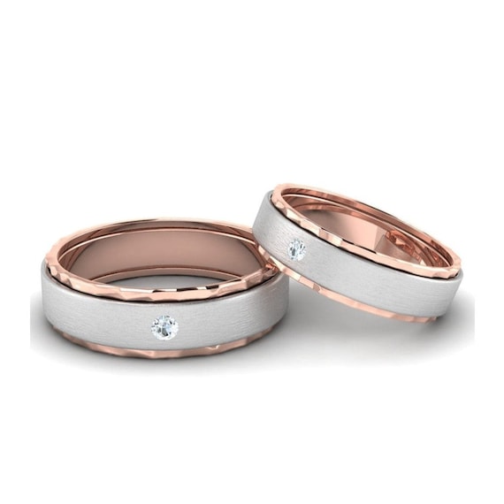 Buy Designer Single Diamond Platinum Love Bands Rose Gold Base JL PT 655 Online in India Etsy