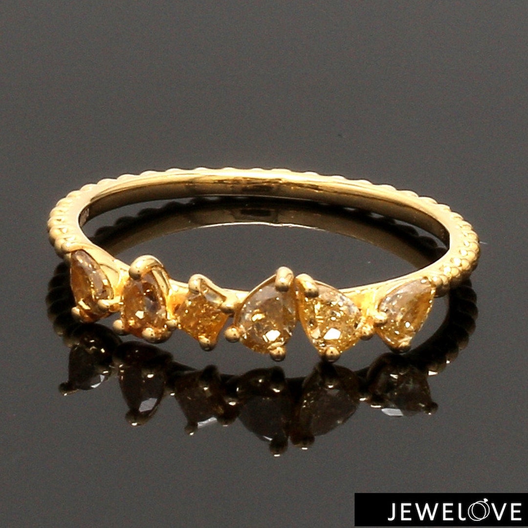 18K リング 18K Yellow Gold Ring With Yellow Diamond JL AU 128 - Etsy