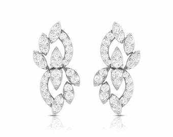 Pendientes florales de diamantes en platino con certificación SGL
