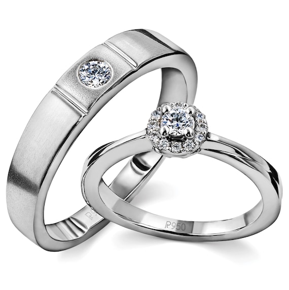 Designer Platinum Couple Rings With Diamonds JL PT 920 - Etsy