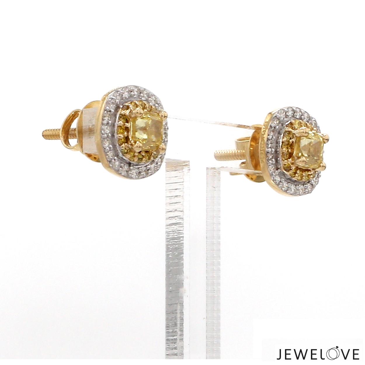 18ct Yellow Gold 1.40ct Princess Cut Diamond Blossom Earrings main image 1