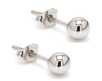 5mm Platinum Ball Earrings Studs JL PT E 187