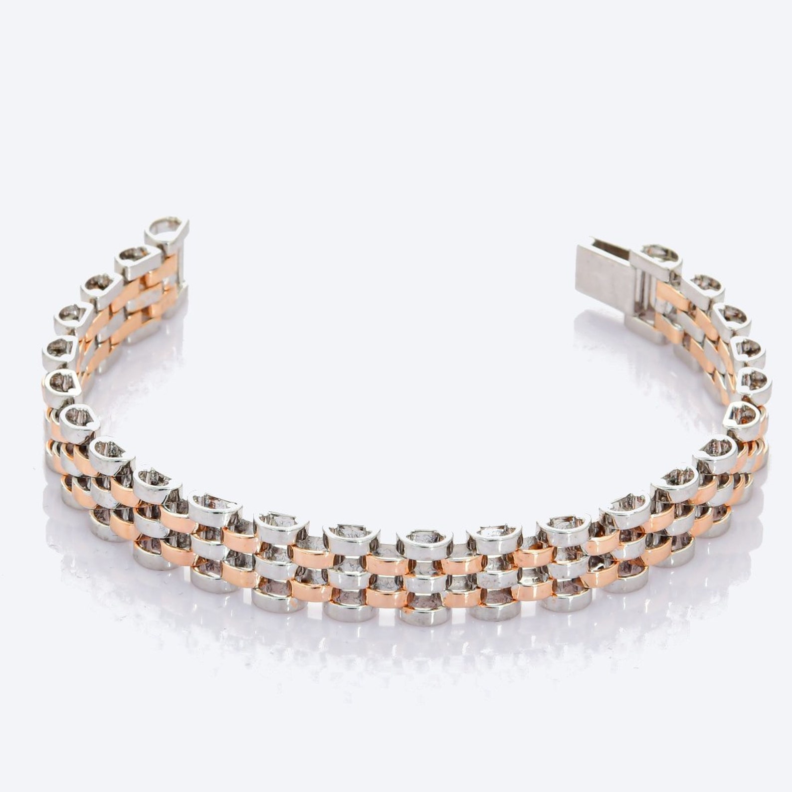 Broad Platinum & Rose Gold Bracelet for Men JL PTB 708 Etsy UK
