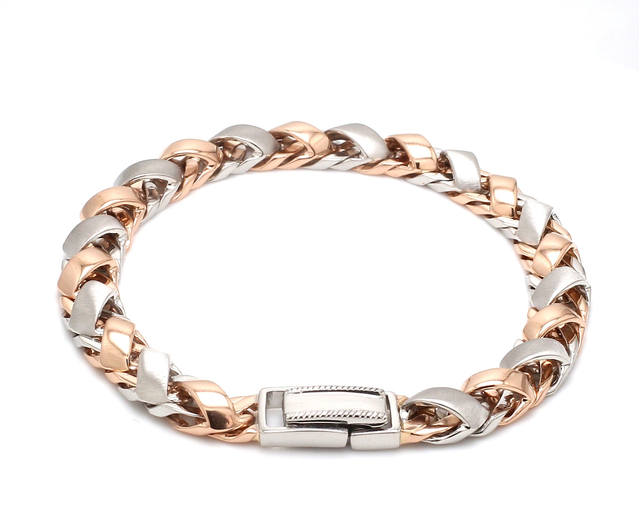 ぴょん様 シルバーパヴェクリップ 17cm rose gold bracelet Heavy Platinum & Gold Bracelet for Men JL PTB 641-RG - Etsy Canada