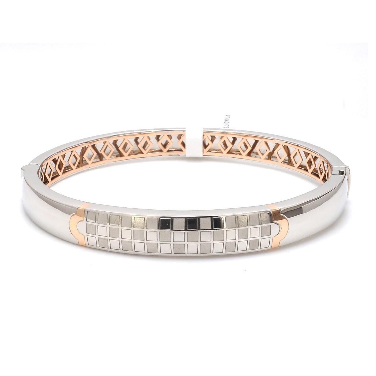 プラチナ バングル Designer Platinum & Rose Gold Chess Bracelet for Men JL PTB