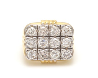 18K Yellow Gold Diamond Ring for Men