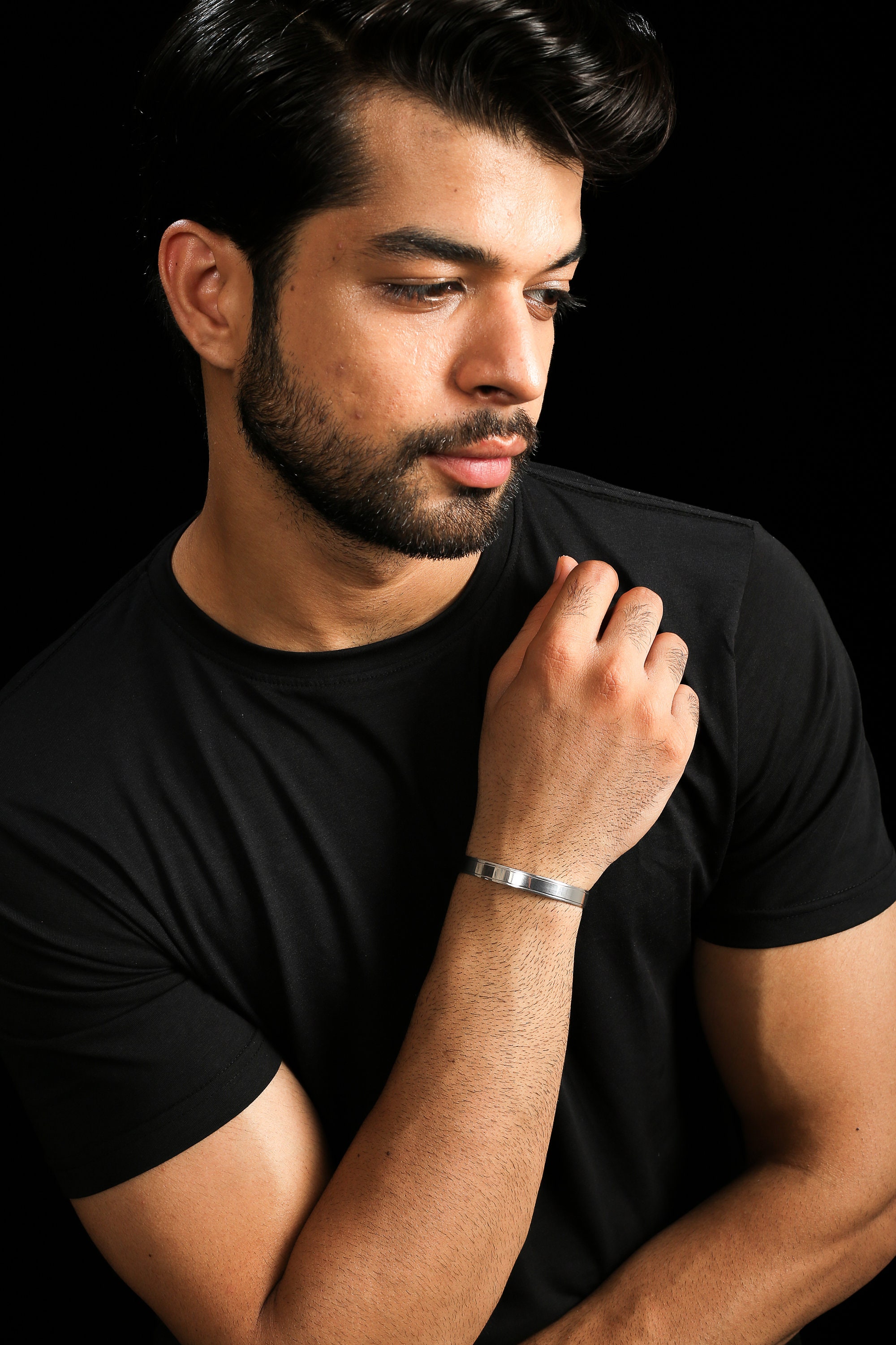 Punjabi Open Platinum Kada With Raised Center for Men JL PTB 817